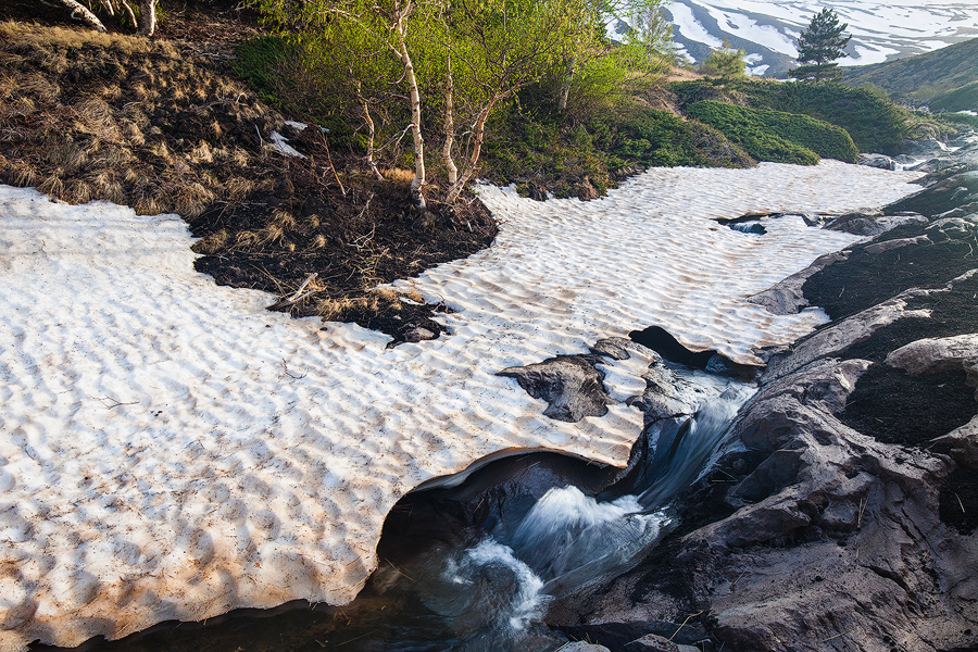 Melting snowfields