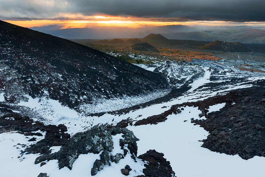 Sunset on the craters